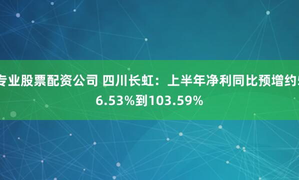 专业股票配资公司 四川长虹：上半年净利同比预增约56.53%到103.59%